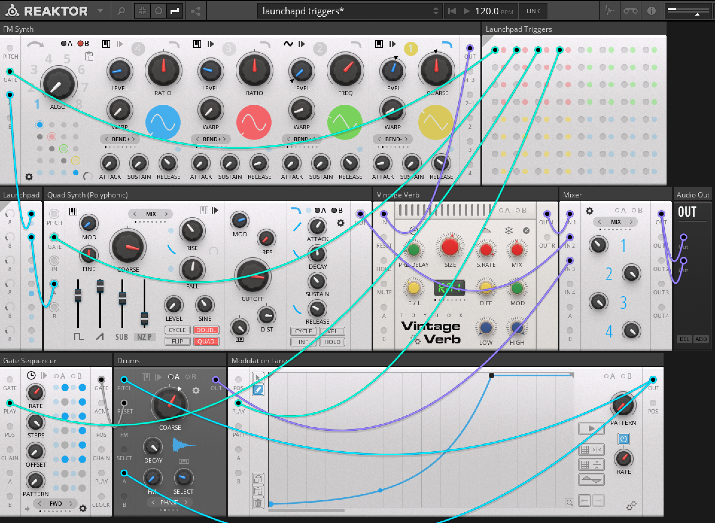 reaktor blocks used with push 2