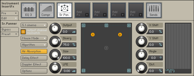 The Surround Panner effect interface.